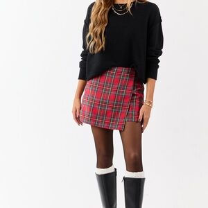 Plaid Cranberry Mini Skort